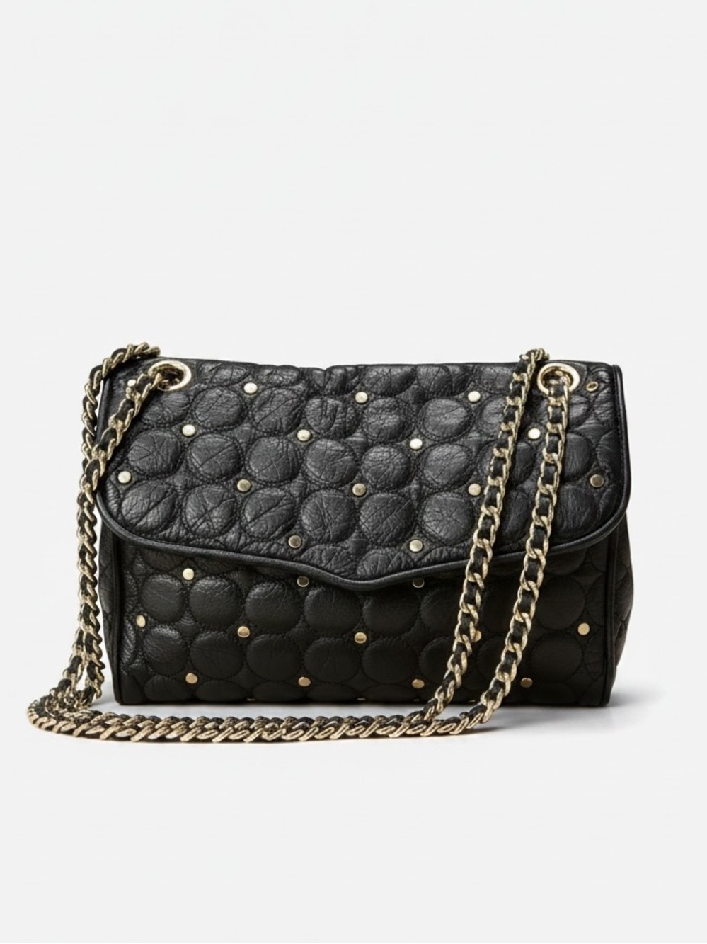 VINTAGE Rebecca Minkoff Studded Quilted Affair Bag - Rare Blue Polka Dot Lining
